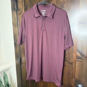 01.ALGO Men's 01 Performance Quick Dry Moisture Wicking Striped Maroon Polo L